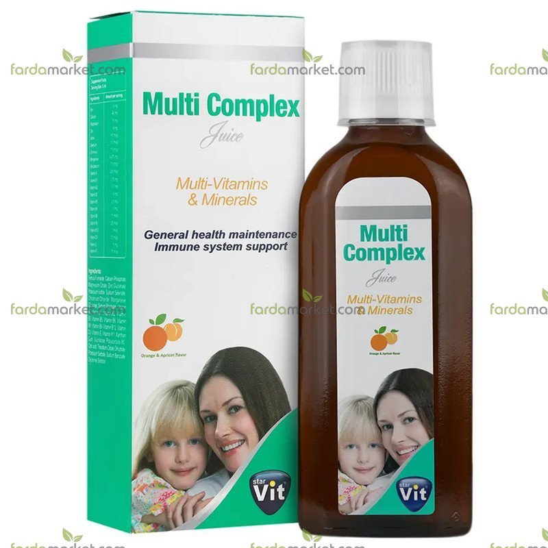شربت مولتی کمپلکس با طعم پرتقال و زردآلو ۲۰۰ میلی لیتر - استارویت