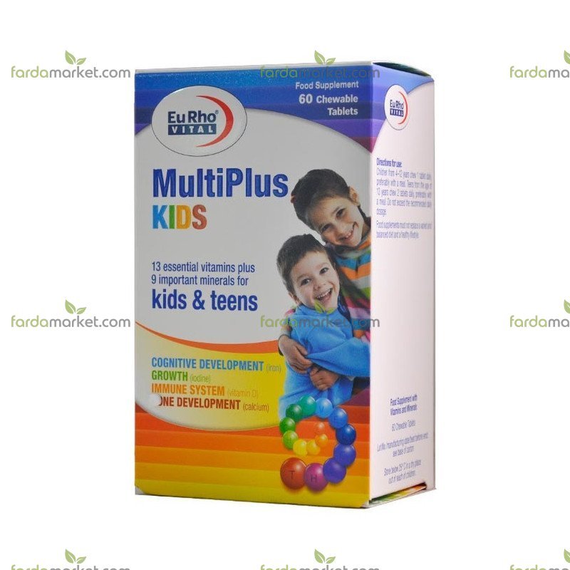 قرص جویدنی مولتی پلاس کیدز ۶۰ عددی یوروویتال