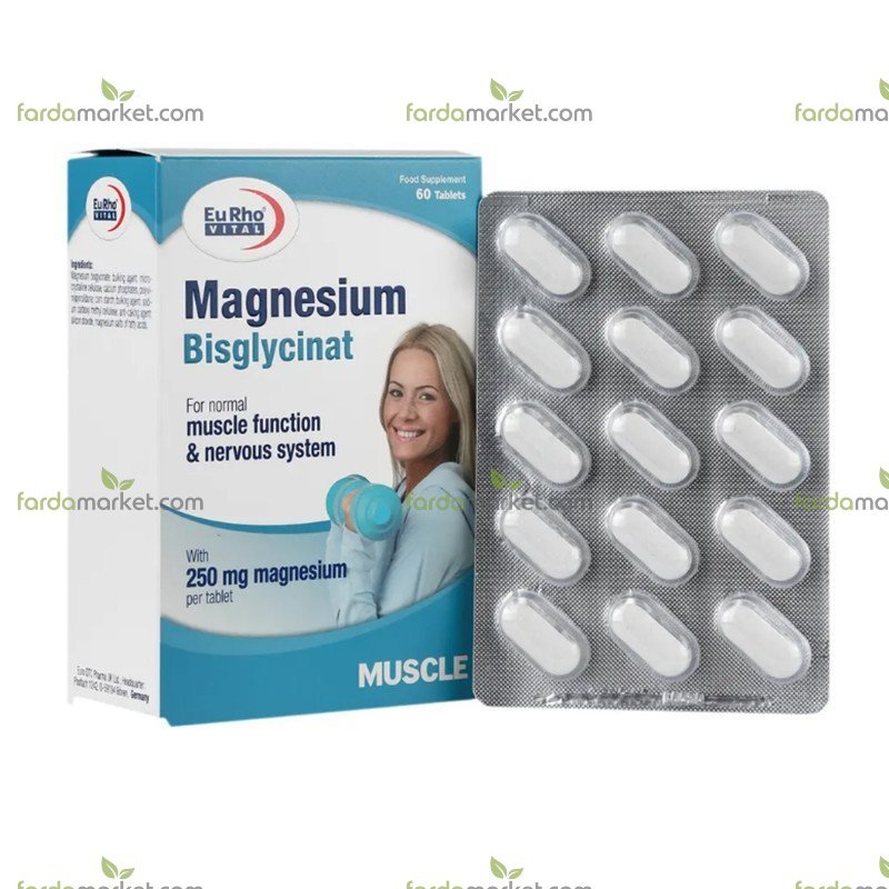 قرص منیزیم بیس گلایسینات ۶۰ عددی - یوروویتال