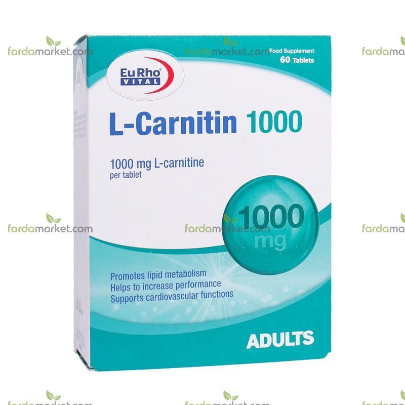 قرص ال کارنیتین ۱۰۰۰ میلی گرم بسته ۶۰ عددی - یوروویتال