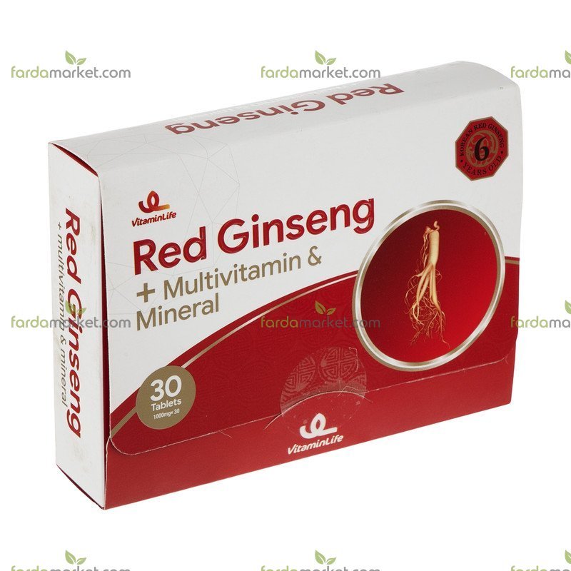 قرص رد جینسینگ پاور مولتی ویتامین و مینرال ۳۰ عددی - ویتامین لایف