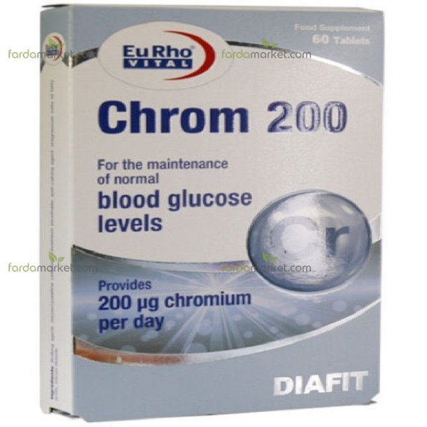 قرص کروم ۲۰۰ میکروگرم بسته ۶۰ عددی یوروویتال