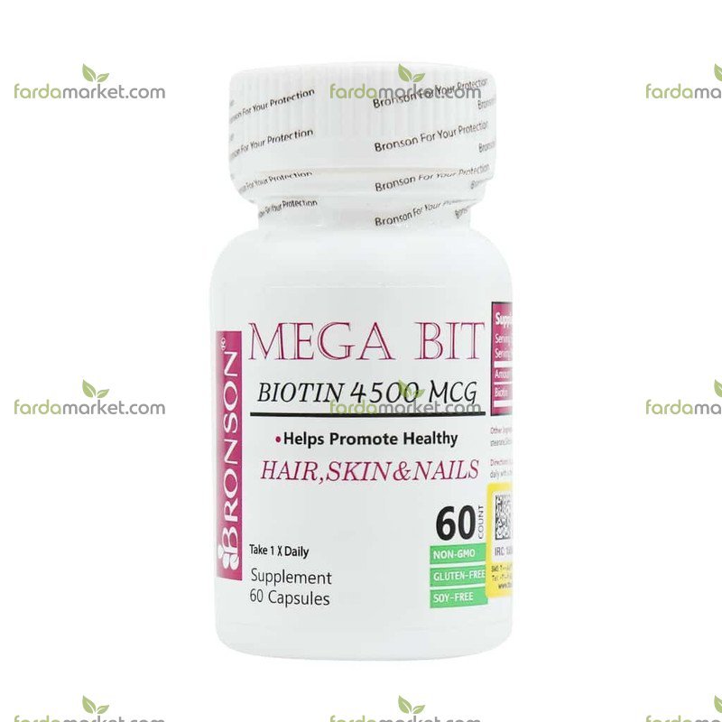کپسول مگابیت بیوتین ۴۵۰۰ میکروگرم بسته ۶۰ عددی برانسون