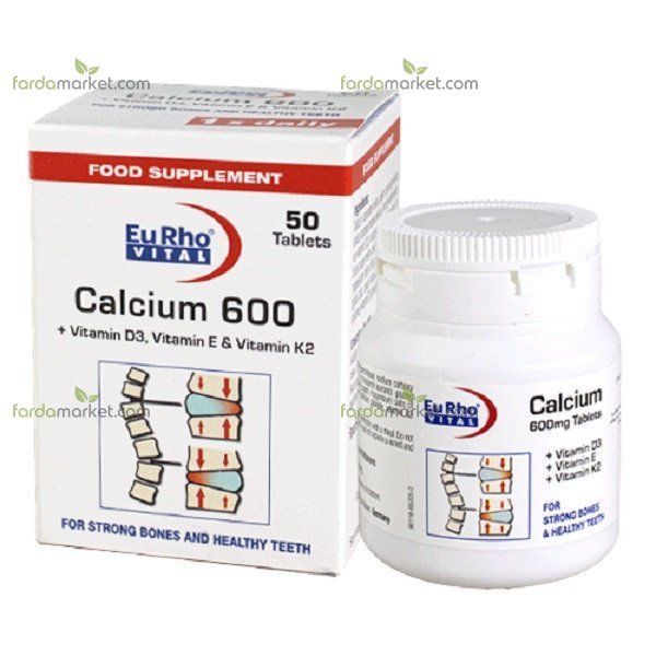 کلسیم قرص ۶۰۰ م گ + ویتامین K۲+D  ۵۰ ع عدد (یوروویتال)