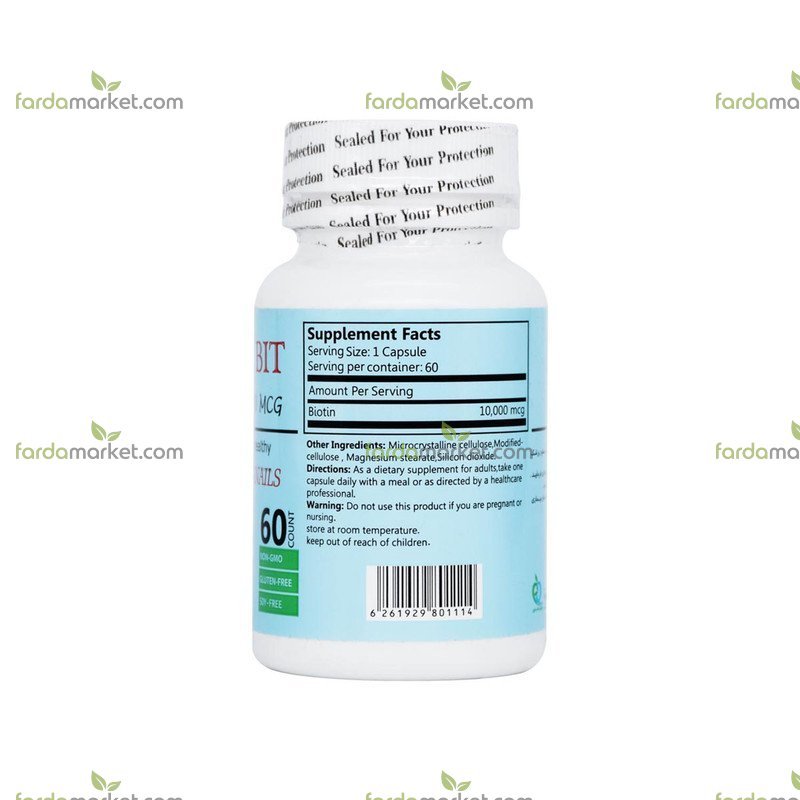 کپسول مگابیت بیوتین ۱۰۰۰۰ میکروگرمی بسته ۶۰ عددی برونسون