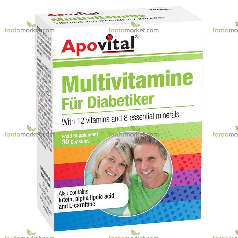 مولتی ویتامین آپوویتال برای افراد دیابتی، کپسول نرم ژلاتینی ۳۰ عدد